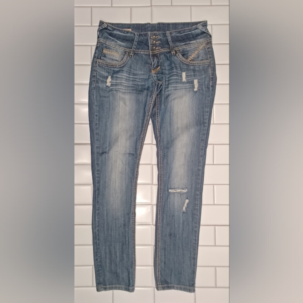 1st Kiss Womens Distressed Skinny Jeans 30X30